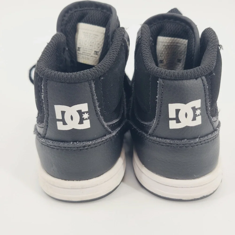 DC Shoes Spark High RS Black Leather‎ Toddler Sneakers High Top Skater Shoes 8C